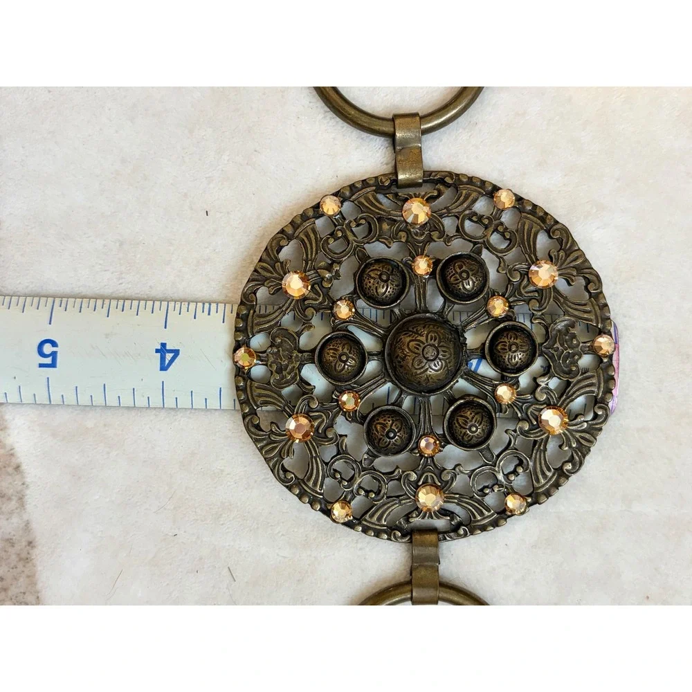 Vintage Made in Italy Ornate Jeweled Medallion Statement Belt 41